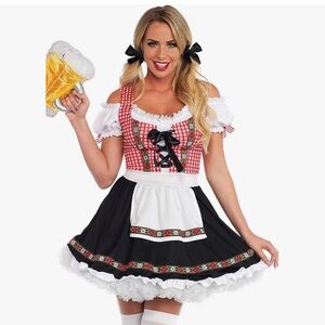 Oktoberfest Beer Maid Costume - Red and Black